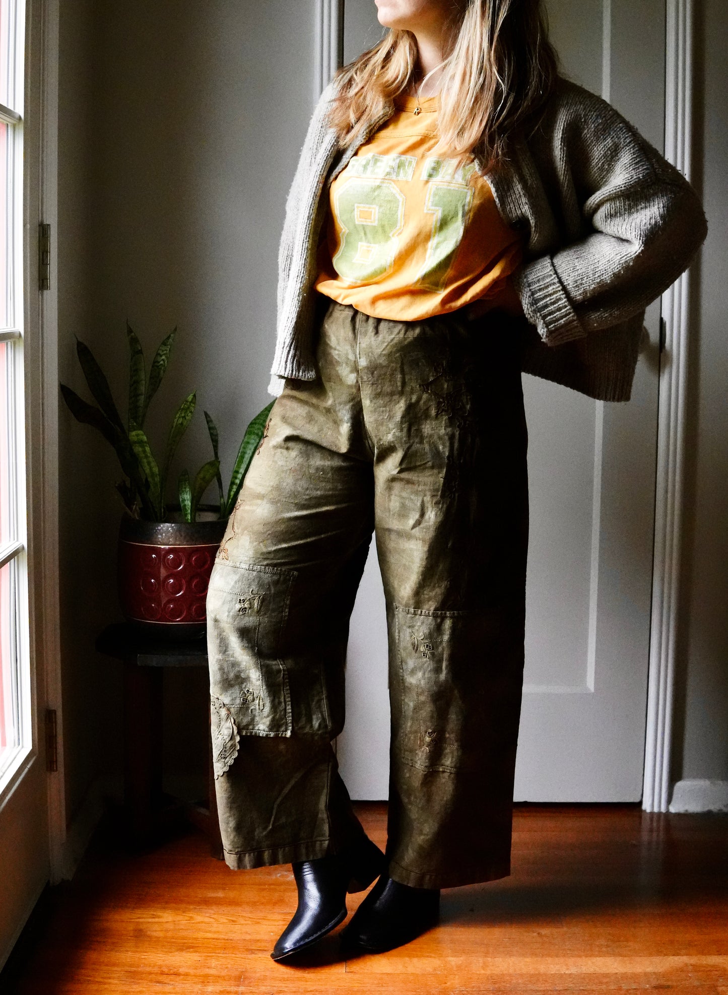 Overdyed Easy Pants XS/S (Moss)