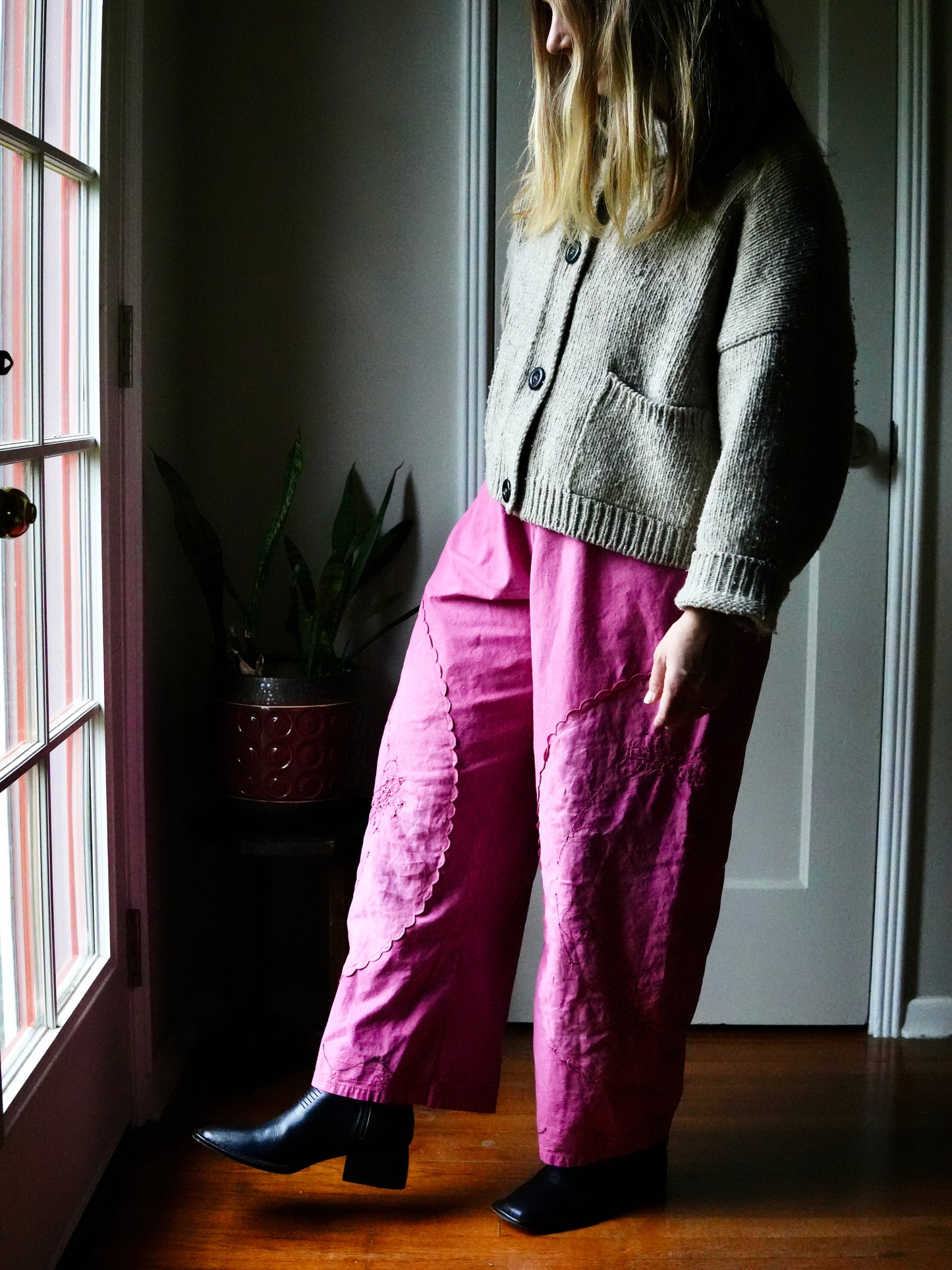 Overdyed Easy Pants M/L ( Fuchsia)