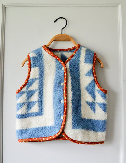 Mini Blue and White Blanket Vest (4/5Y)