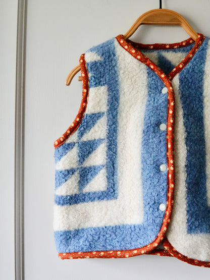 Mini Blue and White Blanket Vest (4/5Y)