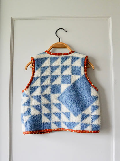 Mini Blue and White Blanket Vest (4/5Y)