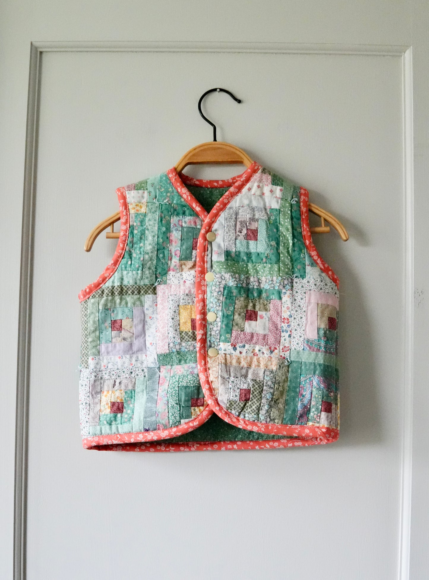 Mini Log Cabin/Goose Vest (2/3Y) *reversible*