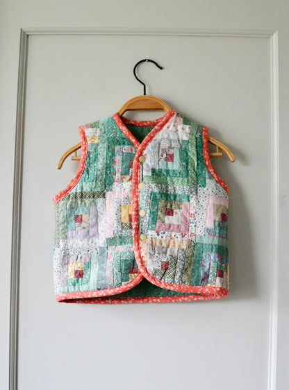 Mini Log Cabin/Goose Vest (2/3Y) *reversible*
