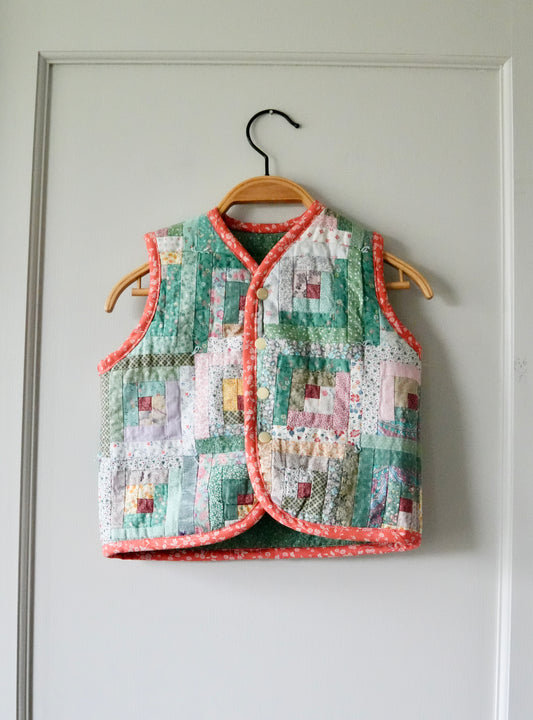 Mini Log Cabin/Goose Vest (2/3Y) *reversible*