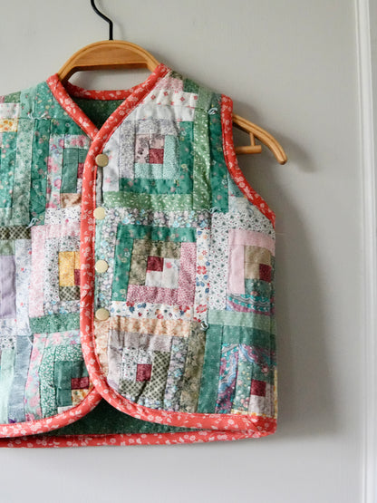 Mini Log Cabin/Goose Vest (2/3Y) *reversible*