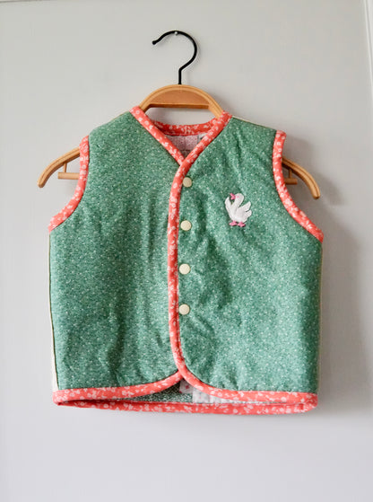 Mini Log Cabin/Goose Vest (2/3Y) *reversible*