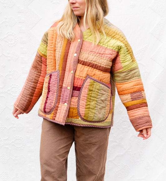 Stripe Quilt Cardigan Coat (M/L)