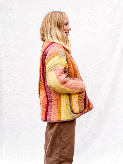 Stripe Quilt Cardigan Coat (M/L)