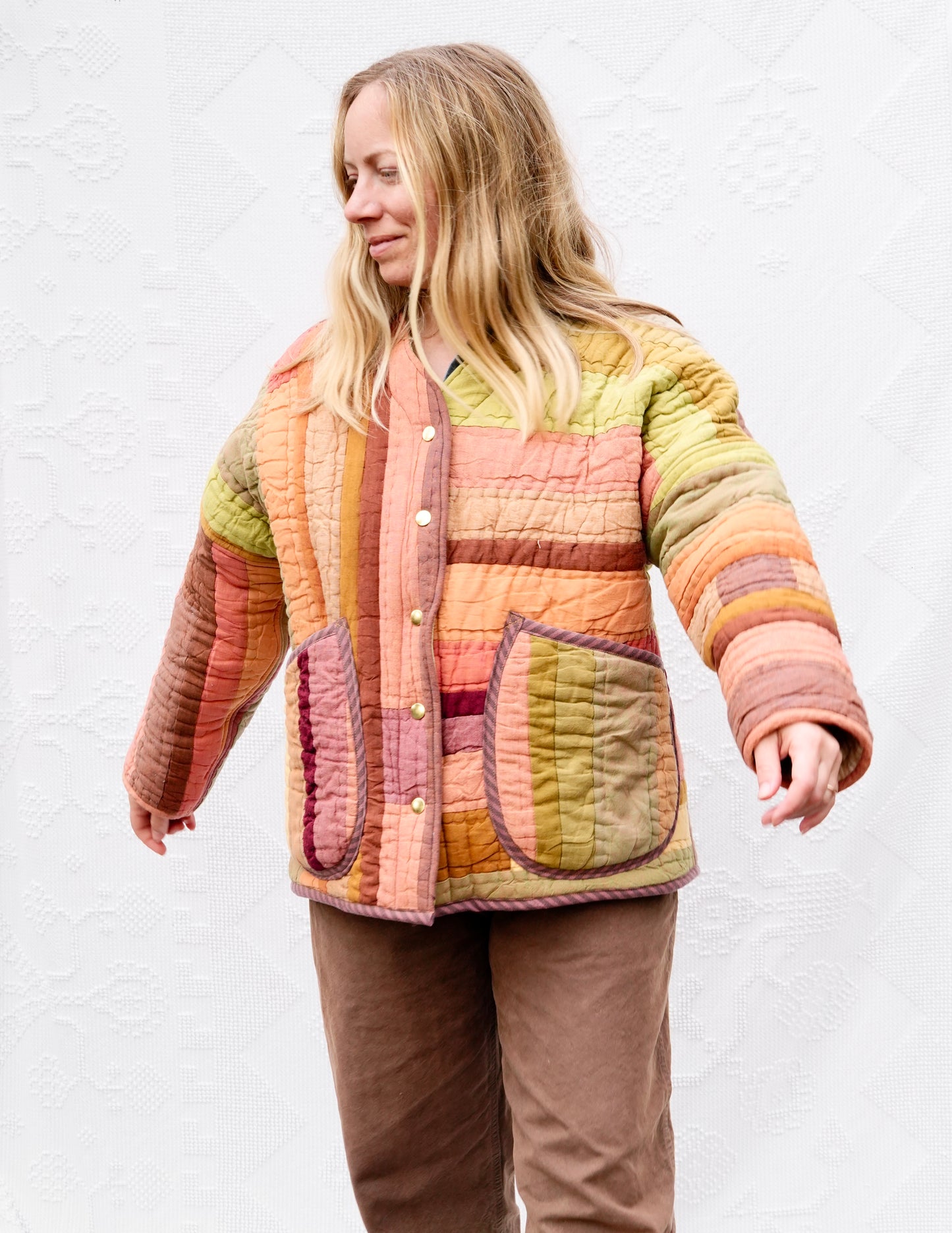 Stripe Quilt Cardigan Coat (M/L)