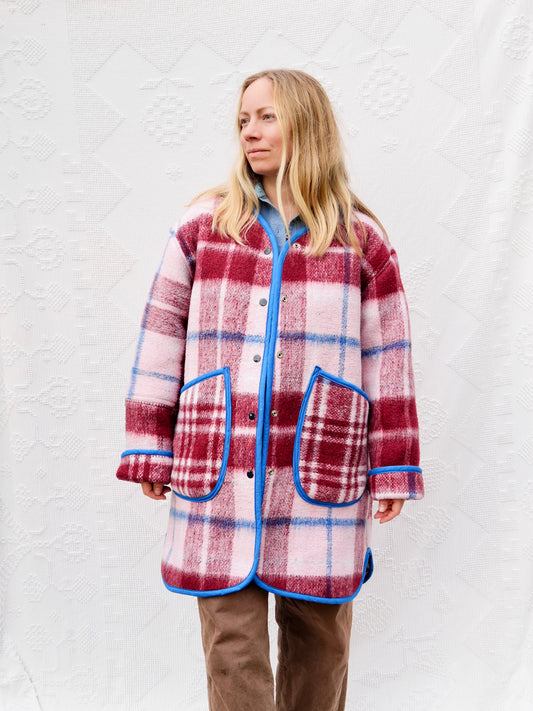 Plaid Long Liner Quilt Coat (L/XL)