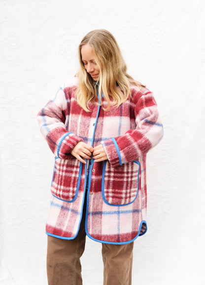 Plaid Long Liner Quilt Coat (L/XL)