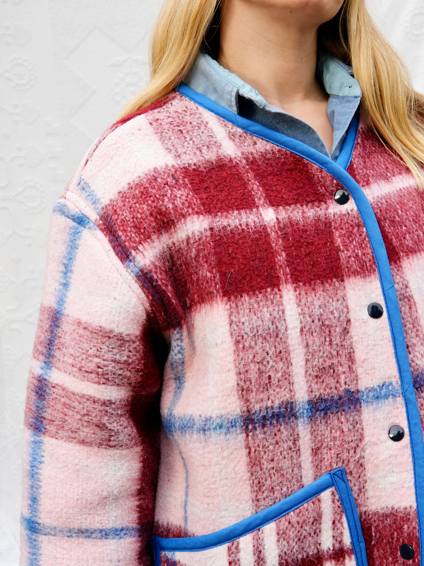 Plaid Long Liner Quilt Coat (L/XL)