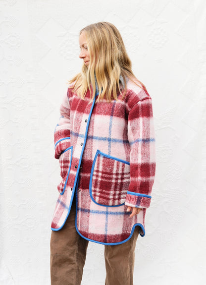 Plaid Long Liner Quilt Coat (L/XL)