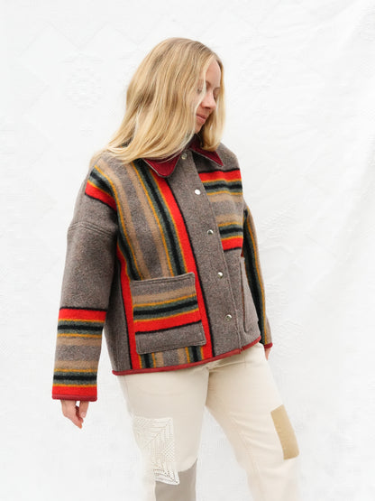 Pendleton Stripe Wool Coat (M)