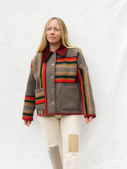Pendleton Stripe Wool Coat (M)