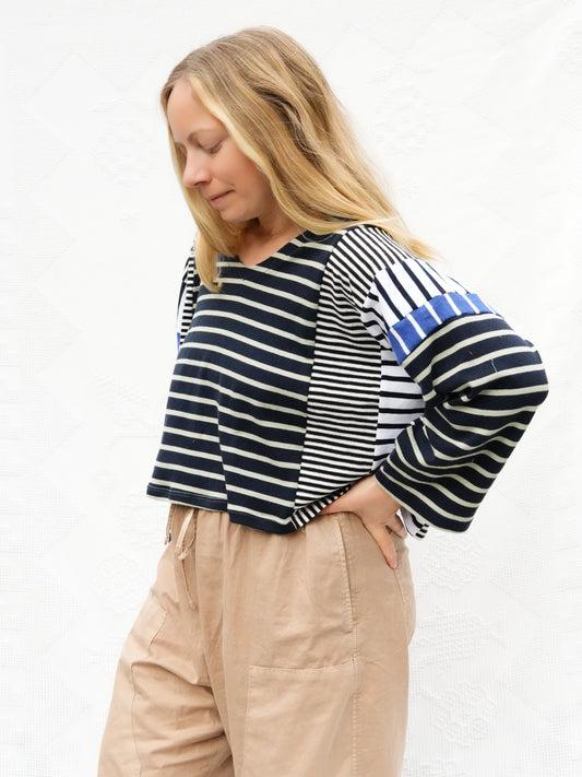 Mixed Stripe Crop Sailor Tee #7