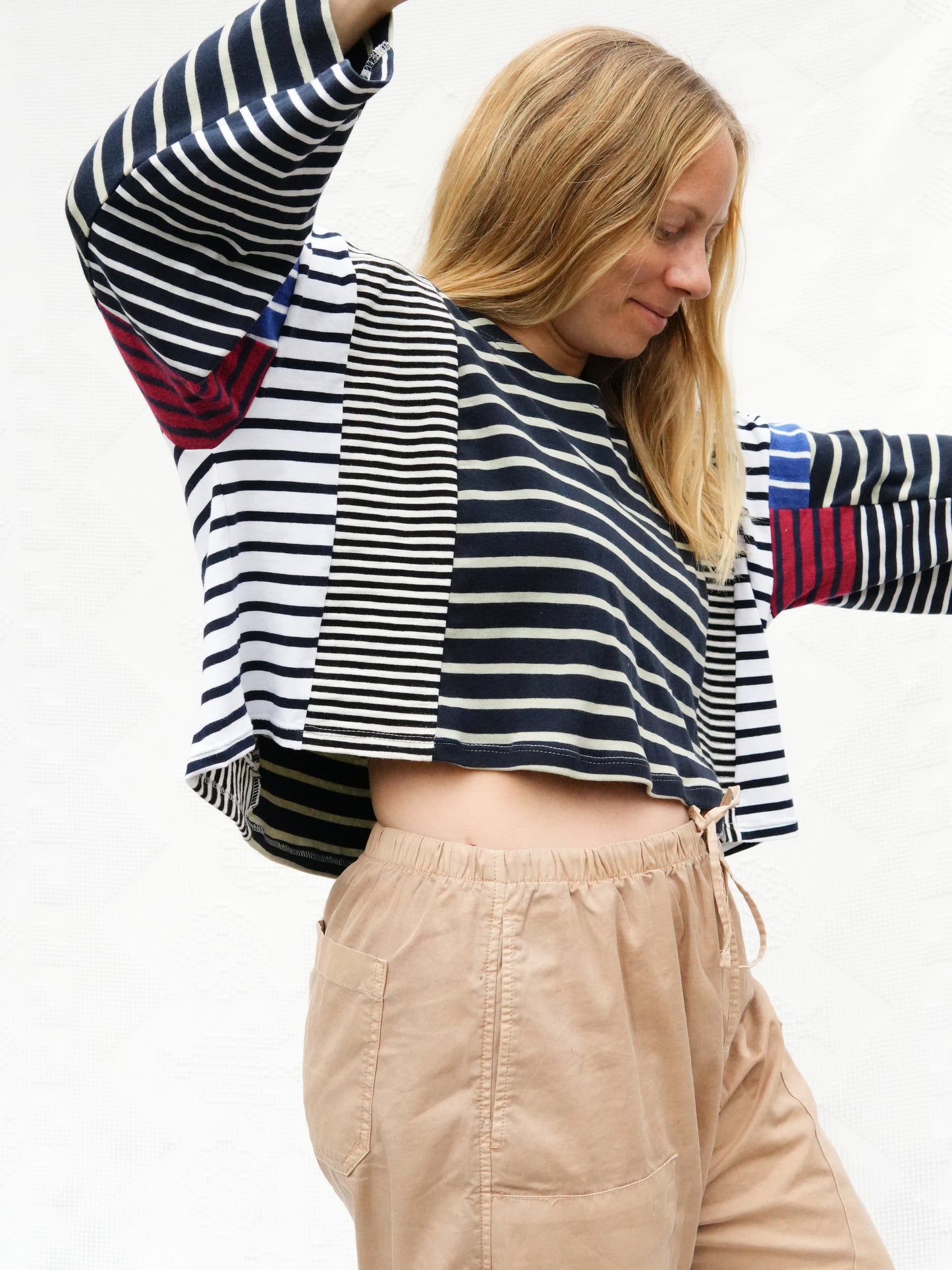 Mixed Stripe Crop Sailor Tee #7