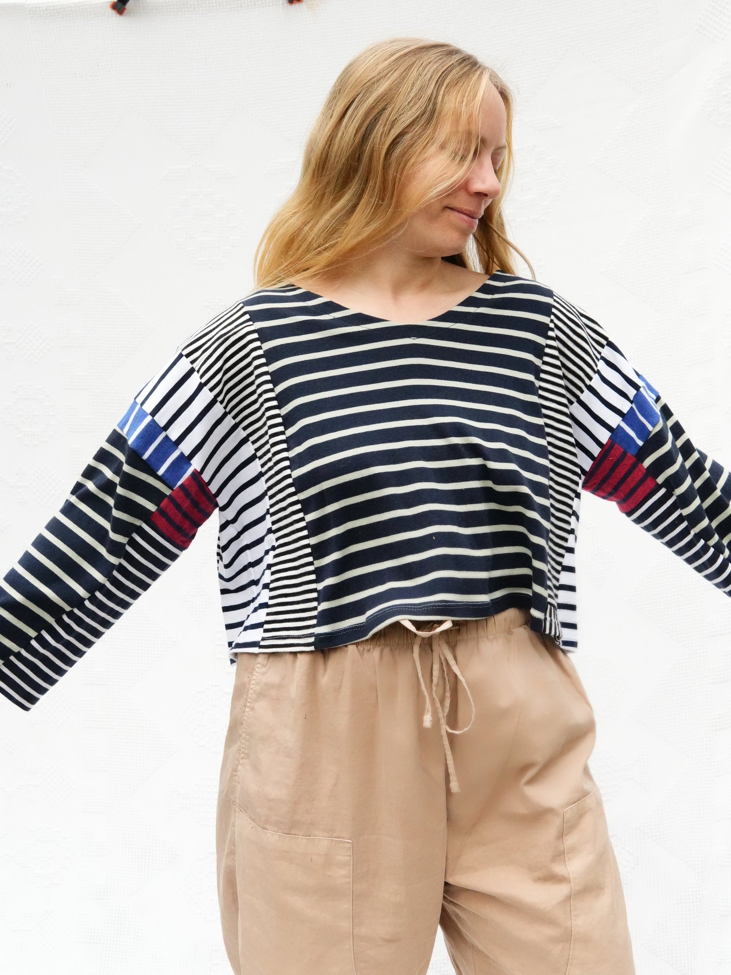 Mixed Stripe Crop Sailor Tee #7