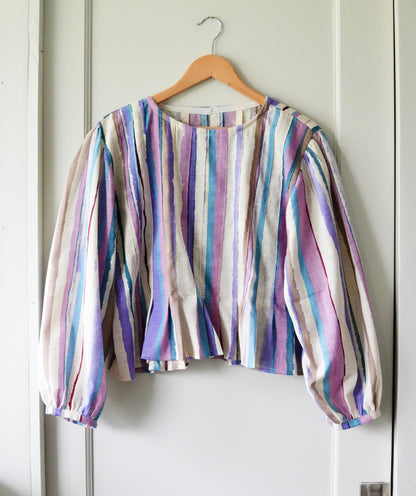 Woven Stripe Pleat Blouse (M/L)