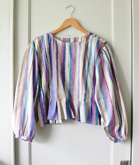 Woven Stripe Pleat Blouse (M/L)
