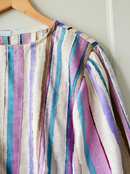 Woven Stripe Pleat Blouse (M/L)