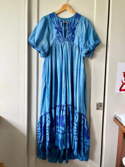 Indigo Overdyed Embroidered Dress