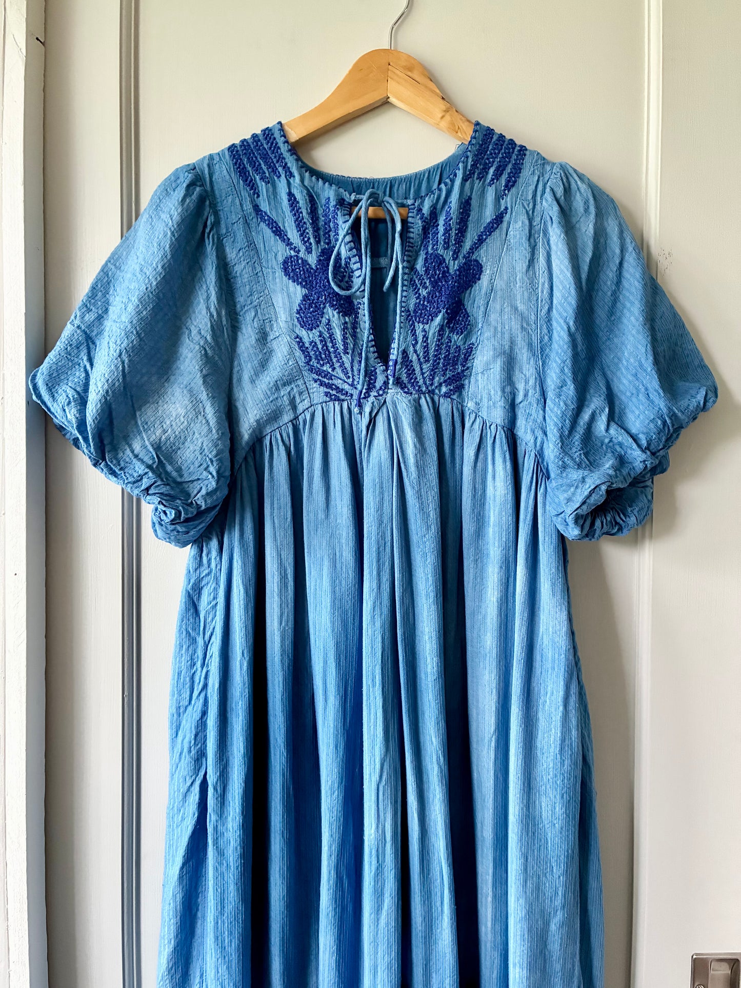 Indigo Overdyed Embroidered Dress