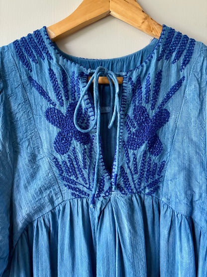 Indigo Overdyed Embroidered Dress
